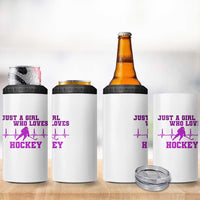 Funny Just A Girl Who Loves Hockey 4 in 1 Can Cooler Tumbler Gift For Women - Wonder Print Shop