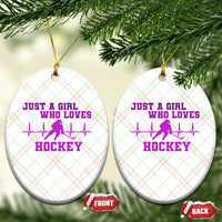 Funny Just A Girl Who Loves Hockey Ceramic Ornament Gift For Women - Wonder Print Shop
