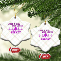 Funny Just A Girl Who Loves Hockey Ceramic Ornament Gift For Women - Wonder Print Shop