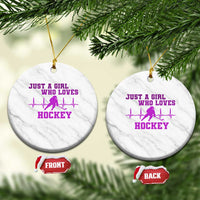 Funny Just A Girl Who Loves Hockey Ceramic Ornament Gift For Women - Wonder Print Shop