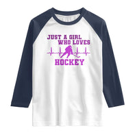 Funny Just A Girl Who Loves Hockey Raglan Shirt Gift For Women - Wonder Print Shop