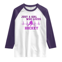 Funny Just A Girl Who Loves Hockey Raglan Shirt Gift For Women - Wonder Print Shop