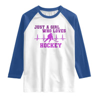 Funny Just A Girl Who Loves Hockey Raglan Shirt Gift For Women - Wonder Print Shop