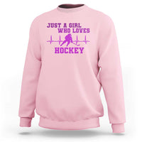 Funny Just A Girl Who Loves Hockey Sweatshirt Gift For Women - Wonder Print Shop
