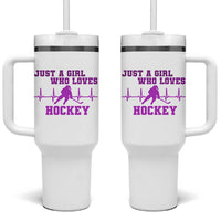 Funny Just A Girl Who Loves Hockey Tumbler With Handle Gift For Women - Wonder Print Shop