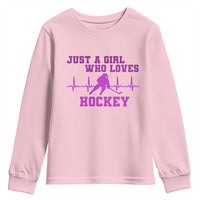 Funny Just A Girl Who Loves Hockey Youth Sweatshirt Gift For Women - Wonder Print Shop