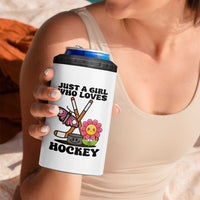 Just A Girl Who Loves Ice Hockey 4 in 1 Can Cooler Tumbler Sports Lover Gift - Wonder Print Shop