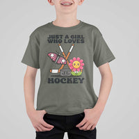 Just A Girl Who Loves Ice Hockey T Shirt For Kid Sports Lover Gift - Wonder Print Shop