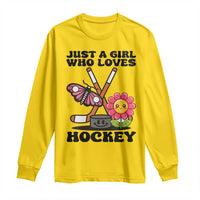 Just A Girl Who Loves Ice Hockey Long Sleeve Shirt Sports Lover Gift - Wonder Print Shop