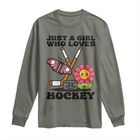 Just A Girl Who Loves Ice Hockey Long Sleeve Shirt Sports Lover Gift - Wonder Print Shop