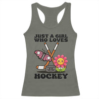 Just A Girl Who Loves Ice Hockey Racerback Tank Top Sports Lover Gift - Wonder Print Shop