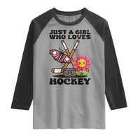 Just A Girl Who Loves Ice Hockey Raglan Shirt Sports Lover Gift - Wonder Print Shop