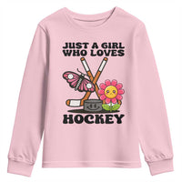 Just A Girl Who Loves Ice Hockey Youth Sweatshirt Sports Lover Gift - Wonder Print Shop