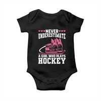 Never Underestimate A Girl Who Plays Hockey Baby Onesie Gift For Women - Wonder Print Shop