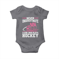 Never Underestimate A Girl Who Plays Hockey Baby Onesie Gift For Women - Wonder Print Shop