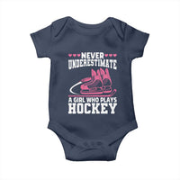 Never Underestimate A Girl Who Plays Hockey Baby Onesie Gift For Women - Wonder Print Shop