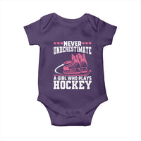Never Underestimate A Girl Who Plays Hockey Baby Onesie Gift For Women - Wonder Print Shop
