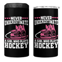 Never Underestimate A Girl Who Plays Hockey 4 in 1 Can Cooler Tumbler Gift For Women - Wonder Print Shop