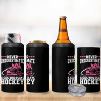 Never Underestimate A Girl Who Plays Hockey 4 in 1 Can Cooler Tumbler Gift For Women - Wonder Print Shop