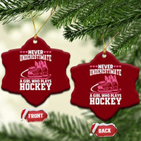 Never Underestimate A Girl Who Plays Hockey Ceramic Ornament Gift For Women - Wonder Print Shop