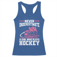 Never Underestimate A Girl Who Plays Hockey Racerback Tank Top Gift For Women - Wonder Print Shop