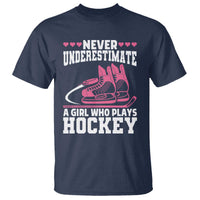 Never Underestimate A Girl Who Plays Hockey T Shirt Gift For Women - Wonder Print Shop