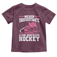 Never Underestimate A Girl Who Plays Hockey Toddler T Shirt Gift For Women - Wonder Print Shop