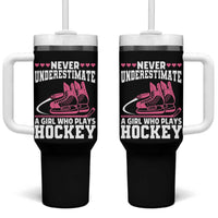 Never Underestimate A Girl Who Plays Hockey Tumbler With Handle Gift For Women - Wonder Print Shop