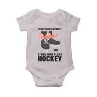Never Underestimate A Girl Hockey Player Gift Idea Baby Onesie - Wonder Print Shop