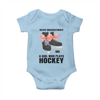 Never Underestimate A Girl Hockey Player Gift Idea Baby Onesie - Wonder Print Shop