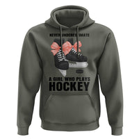 Never Underestimate A Girl Hockey Player Gift Idea Hoodie - Wonder Print Shop