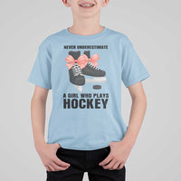 Never Underestimate A Girl Hockey Player Gift Idea T Shirt For Kid - Wonder Print Shop
