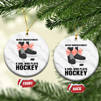 Never Underestimate A Girl Hockey Player Gift Idea Ceramic Ornament - Wonder Print Shop