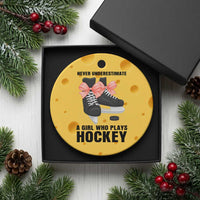 Never Underestimate A Girl Hockey Player Gift Idea Ceramic Ornament - Wonder Print Shop