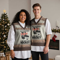 Never Underestimate A Girl Hockey Player Gift Idea V-Neck Knit Sweater Vest - Wonder Print Shop