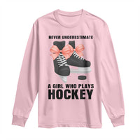 Never Underestimate A Girl Hockey Player Gift Idea Long Sleeve Shirt - Wonder Print Shop