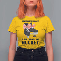 Never Underestimate A Girl Hockey Player Gift Idea T Shirt For Women - Wonder Print Shop