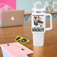 Never Underestimate A Girl Hockey Player Gift Idea Tumbler With Handle - Wonder Print Shop