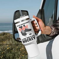 Never Underestimate A Girl Hockey Player Gift Idea Tumbler With Handle - Wonder Print Shop