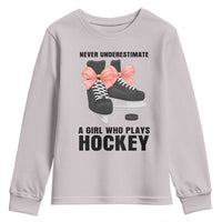 Never Underestimate A Girl Hockey Player Gift Idea Youth Sweatshirt - Wonder Print Shop