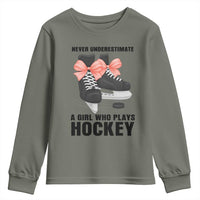 Never Underestimate A Girl Hockey Player Gift Idea Youth Sweatshirt - Wonder Print Shop