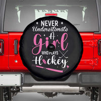 Never Underestimate A Girl Who Plays Hockey Spare Tire Cover Sports Lover Gift - Wonder Print Shop
