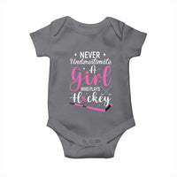 Never Underestimate A Girl Who Plays Hockey Baby Onesie Sports Lover Gift - Wonder Print Shop