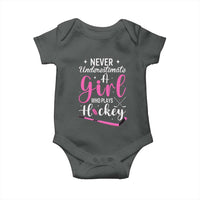Never Underestimate A Girl Who Plays Hockey Baby Onesie Sports Lover Gift - Wonder Print Shop