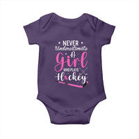 Never Underestimate A Girl Who Plays Hockey Baby Onesie Sports Lover Gift - Wonder Print Shop