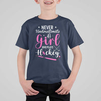 Never Underestimate A Girl Who Plays Hockey T Shirt For Kid Sports Lover Gift - Wonder Print Shop