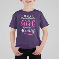 Never Underestimate A Girl Who Plays Hockey T Shirt For Kid Sports Lover Gift - Wonder Print Shop