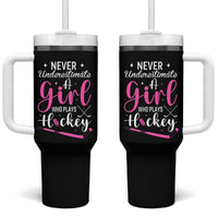 Never Underestimate A Girl Who Plays Hockey Tumbler With Handle Sports Lover Gift - Wonder Print Shop
