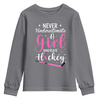 Never Underestimate A Girl Who Plays Hockey Youth Sweatshirt Sports Lover Gift - Wonder Print Shop