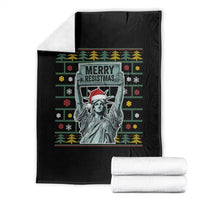 Funny Liberty Statue Ugly Sweater Gift Throw Blanket Merry Resistmas - Wonder Print Shop